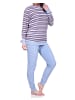 NORMANN Frottee Schlafanzug lang Pyjama Bündchen Streifen - 76535 in hellblau