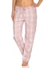 NORMANN Dame Flanell Schlafanzug Hose kariert Baumwolle - 50449 in rosa