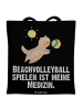Mr. & Mrs. Panda Henkeltasche Otter Beachvolleyball mit Spruch in Schwarz
