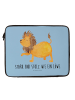 Mr. & Mrs. Panda Laptop Tasche Sternzeichen Löwe mit Spruch in Blau Pastell