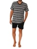 NORMANN Kurzarm Schlafanzug Pyjama Shorty Streifen - 84478 in grau