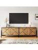 ABRIHOME TV Schrank in Natur Schwarz 153x40x50 cm mit 4 Türen geometrischem Design