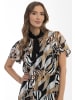 faina Damen Midikleid Mit Allover-Print in Schwarz Mehrfarbig