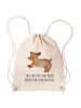 Mr. & Mrs. Panda Gymnastiktasche Hund Dackel mit Spruch in Creme