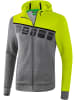 erima 5-C Trainingsjacke mit Kapuze in grau melange/lime pop/schwarz