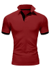 Amaci&Sons Basic Kontrast Poloshirt DETROIT in Bordeaux/Schwarz