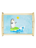 Mr. & Mrs. Panda Serviertablett Pinguin Surfer ohne Spruch in Eisblau