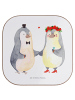 Mr. & Mrs. Panda Untersetzer für Gläser Pinguin Heirat ohne Spruch in Weiß