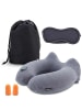 Intirilife Nackenkissen Memoryfoam mit Augenmaske Ohrstöpsel in Grau