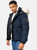 STONE HARBOUR Winterjacke Halvaar in Navy mit weißem Fell