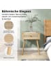 COSTWAY 2er Set Nachttisch Rattan in Beige