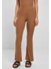 Urban Classics Urban Classics Damen Ladies High Waist Rib Flared Leggings in darktaupe