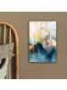 MuchoWow Leinwand Bilder Abstrakte Kunst gold blau