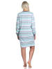 NORMANN Nachthemd langarm Bündchen Blockstreifen - 76134 in türkis