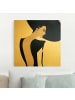 WALLART Leinwandbild Gold - Dame mit Hut in Dunkelblau in Blau