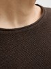 Jack & Jones Rundhals Strickpullover Langarm Sweater aus Baumwolle JJEHILL in Kaba-Braun