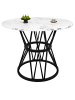 ABRIHOME Runder Esstisch in Schwarz Marmor mit Metallbeinen 100x100x76 cm