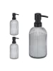 relaxdays 3 x Glas Seifenspender in Schwarz - 400 ml