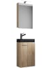 VCM  3tlg Waschtisch Slito SC Toilette schmal Schwarz in Sonoma-Eiche