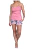 NORMANN Ärmellose Spaghetti Träger Shorty Pyjama floralem print - 72950 in pink