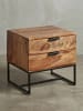 KADIMA DESIGN Nachttisch Nachtschrank | Sheesham/Metall, 50x40x51cm, 2 Schubladen