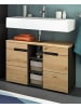 Inn.Furn Waschbeckenunterschrank Eiche, grau 80 cm mit Soft-Close