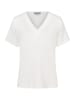 More & More softes Kurzarmshirt, Satinkante in offwhite