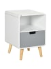 HOMCOM Nachttisch in Weiß 40L x 38B x 58H cm