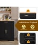 ABRIHOME Sideboard in Schwarz mit 3 Türen und 1 Schublade ausziehbaren Regalen