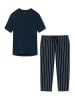 Schiesser Schlafanzug Organic Cotton in Blau gestreift / Dunkelblau