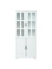 ABRIHOME Hochschrank in Weiß 80x38x180 cm mit 2 Glastüren 2 Holztüren 5 Etagen