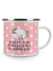 Mr. & Mrs. Panda Camping Emaille Tasse Einhorn Nacht mit Spruch in Rot Pastell
