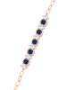 faina Women Crystal-Studded Chain Link Bracelet in Rose Gold Navy