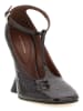 Dries Van Noten Bordeaux Kalbsleder Keilabsatz Sandalen