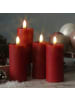Adilina 4x LED Kerze LINA Echtwachs Rustik-Optik 5x12,5cm in rot