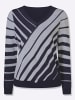 Sieh an! Langarm-Pullover in marine-weiß-gemustert