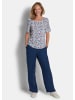 GOLDNER Jerseyshirt Cityshirt mit floralem Design in blau / gemustert