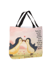 Mr. & Mrs. Panda Shopper Pinguine Kuss Design mit Spruch in Weiß