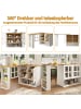 ABRIHOME Bartisch in Weiß - drehbarer Sideboardschrank mit Regalen und Glas