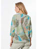 GOLDNER Kurzgröße:  Modernes Blusenshirt mit Allover-Print in graugrün / gemustert