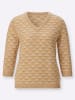 Sieh an! V-Pullover in camel-ecru-gemustert