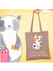 Mr. & Mrs. Panda Strandtasche Kuh mit Spruch in Braun Pastell