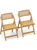 COSTWAY 2er Set Klappstühle im Boho-Stil in Hellbraun