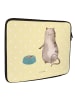 Mr. & Mrs. Panda Laptop Tasche Katze Fressen ohne Spruch in Gelb Pastell