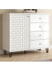 Inn.Furn Kommode weiß Hochglanz 110 x 96 cm, Sideboard mit 3D-Struktur