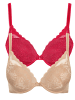 Lisca 2er Pack Push up BH in red-sweet almond