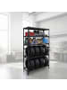 relaxdays Reifenregal in Schwarz - (B)110 x (H)210 x (T)40 cm