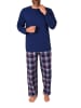 NORMANN Schlafanzug lang Pyjama FlanellHose Karo - 88228 in navy1