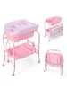COSTWAY 4 in 1 Wickeltisch klappbar mit Badewanne in Rosa