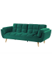 Beliani Schlafsofa ASBY in Grün/Heller Holzfarbton - (W) 218 x (H) 82 x (L) 83 cm